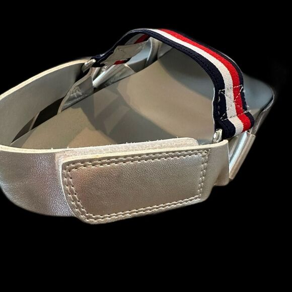 Tommy Hilfiger Womens SZ 9 Beckett Silver Platform Sandals Red White Blue Stripe - Picture 6 of 6